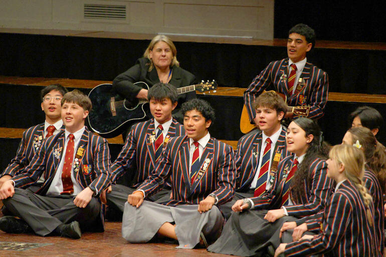 'Kappella' from King's College sing a graduation song composed by Queen Sālote Tupou III of Tonga.