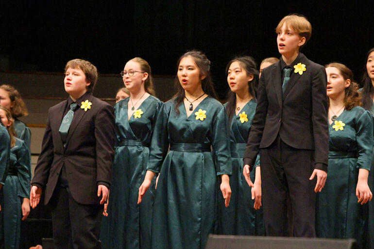 Samuel Marsden Collegiate's Altissime singers charge up for their waiata-a-ringa number.