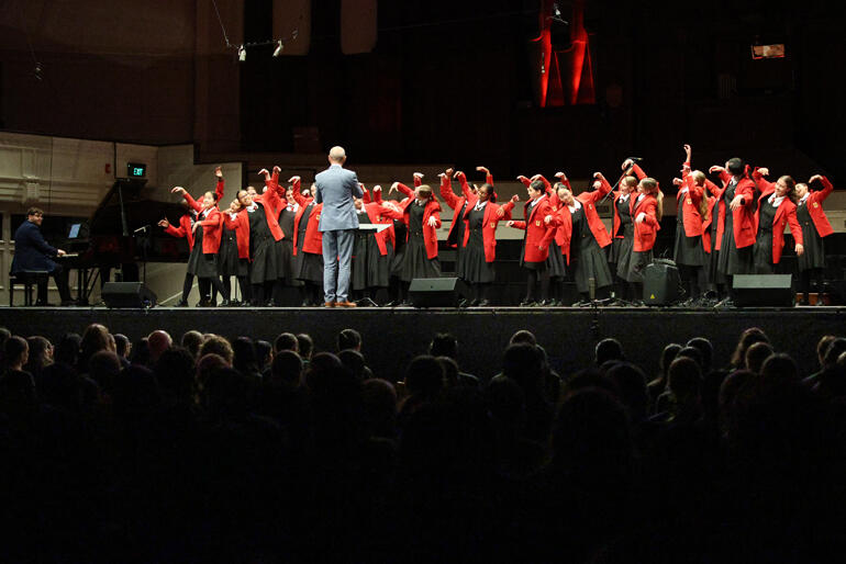 'Seraphim' from Chilton Saint James School perform "Puppet's Dream" directed by Rowan Johnston.