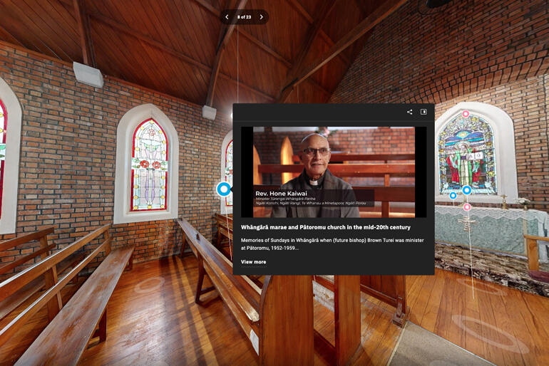 Rev Hone Kaiwai pops up to talk about Archbishop Brown Turei's work as priest at Whāngārā - his first pariha back in the 1950s.