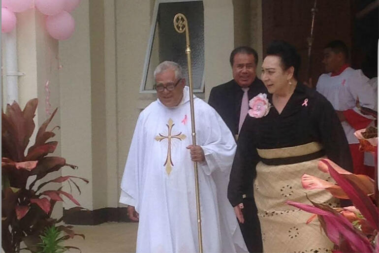 Bishop 'Afa accompanies Tongan Royal the Honorable Frederica Tuita at St Paul's Anglican Church in Nuku'alofa.