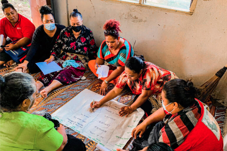 Women train in community sustainability with the Tonga Community Development Trust.